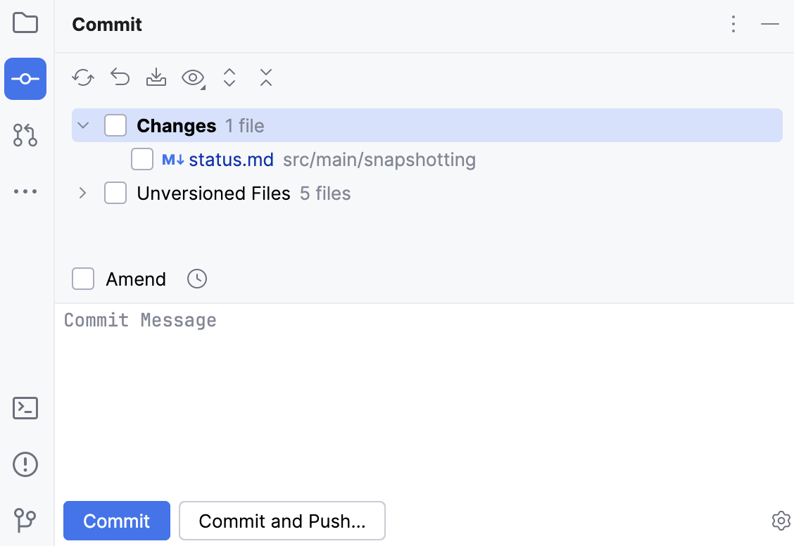 Changelists in Commit tool window Changelists in Commit tool window