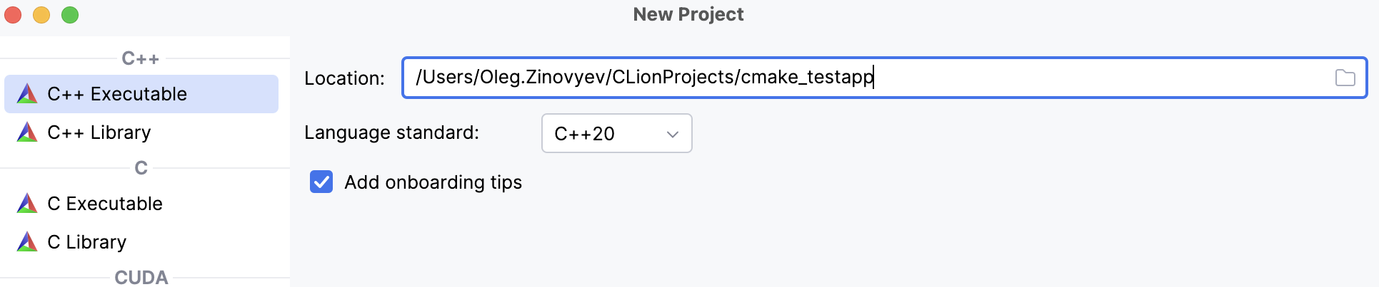 Creating a new CMake project