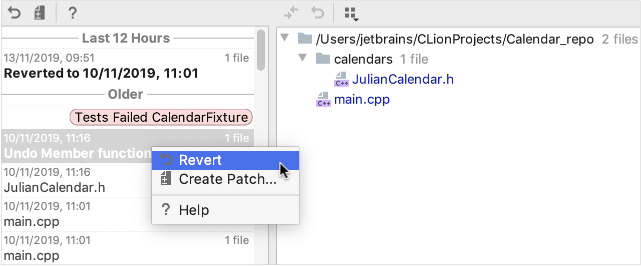 还原本地历史记录中的修订版本