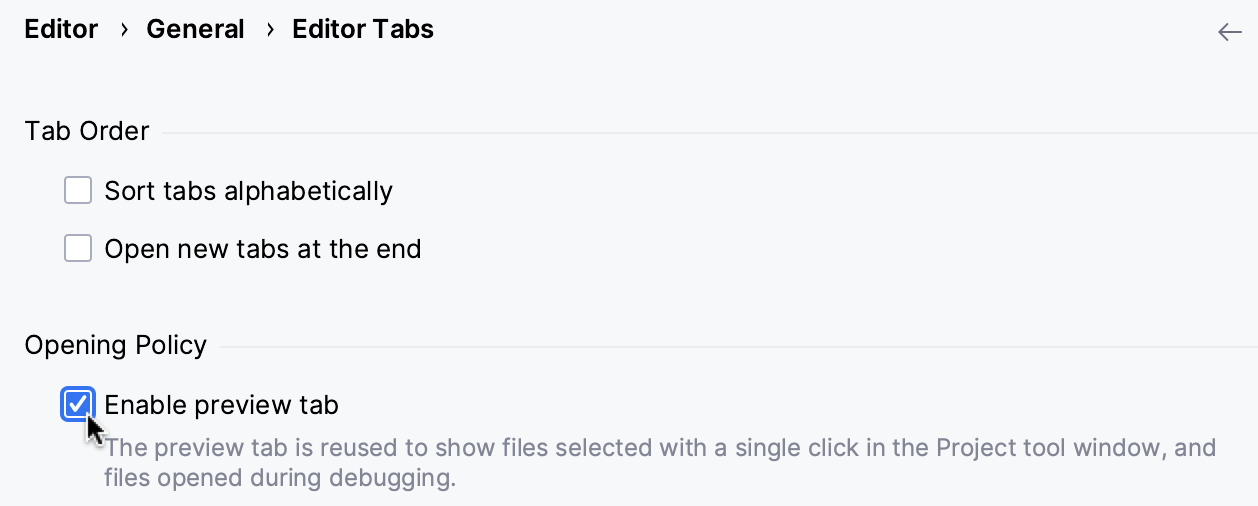 启用预览标签页