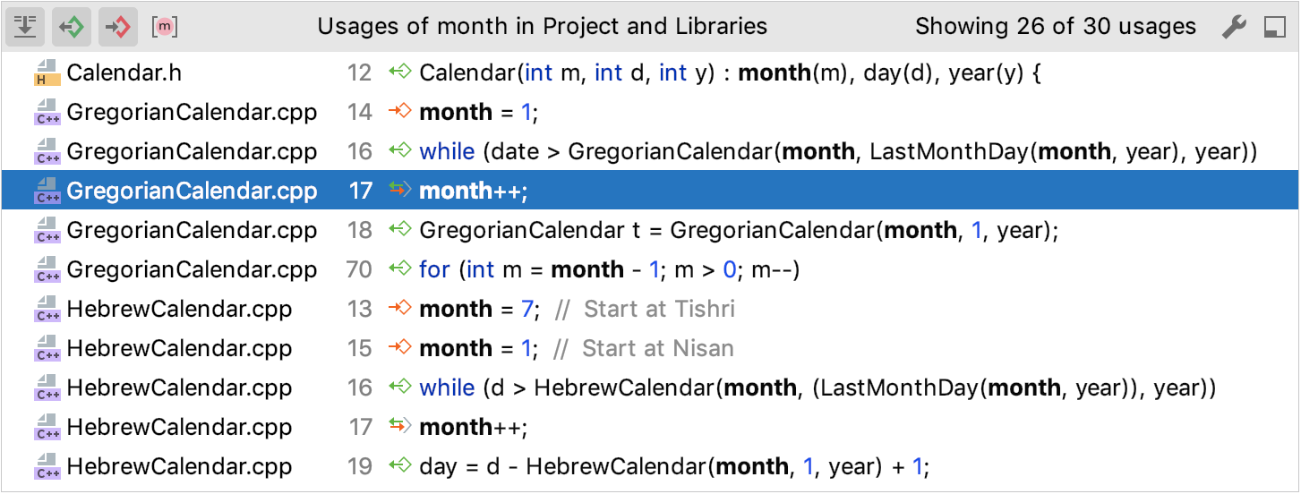 显示用法结果窗口