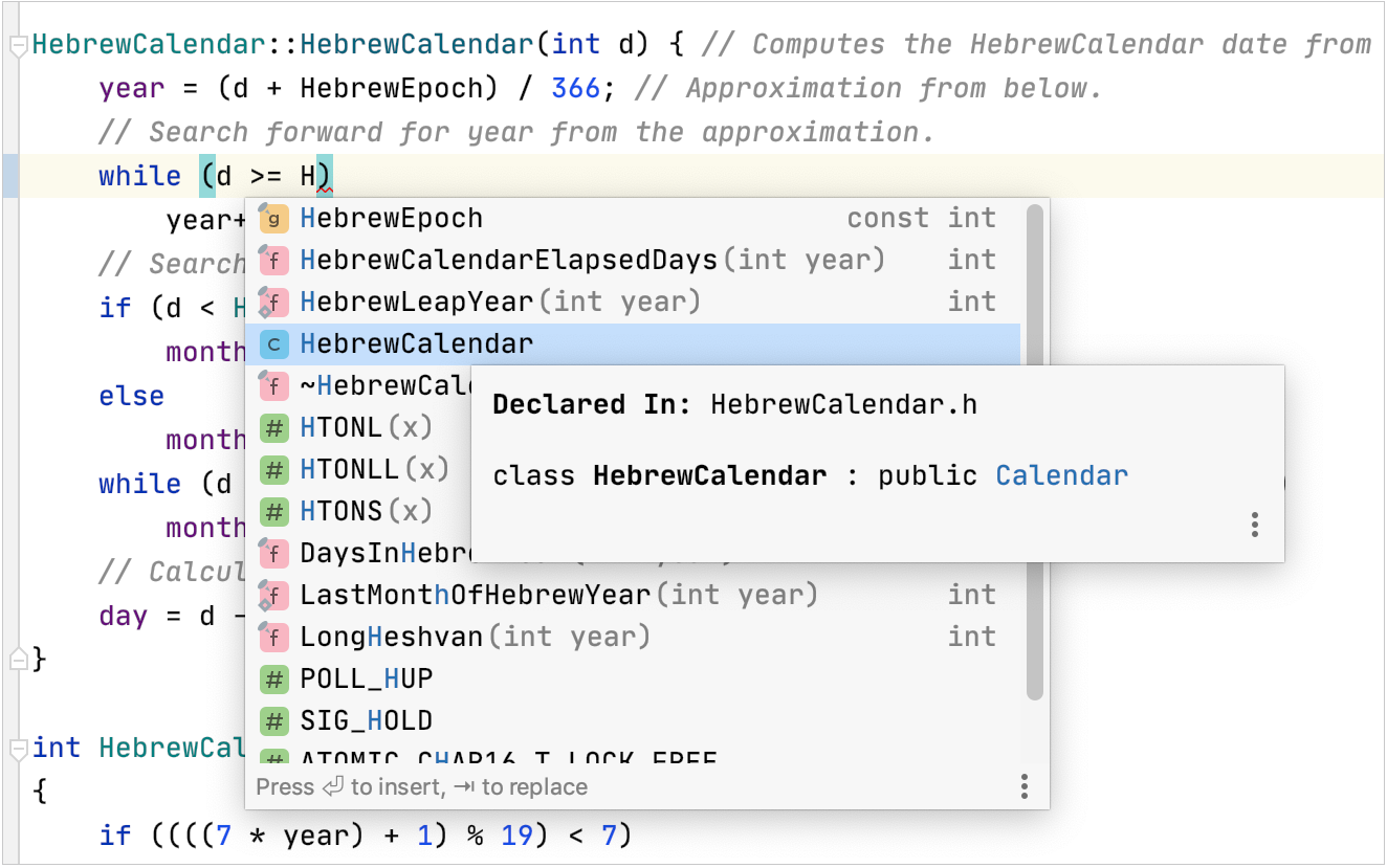建议列表中某项的快速文档
