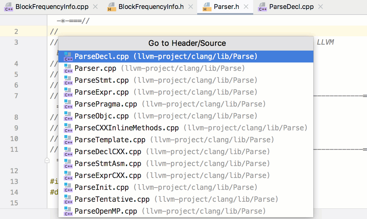 切换头文件/源文件