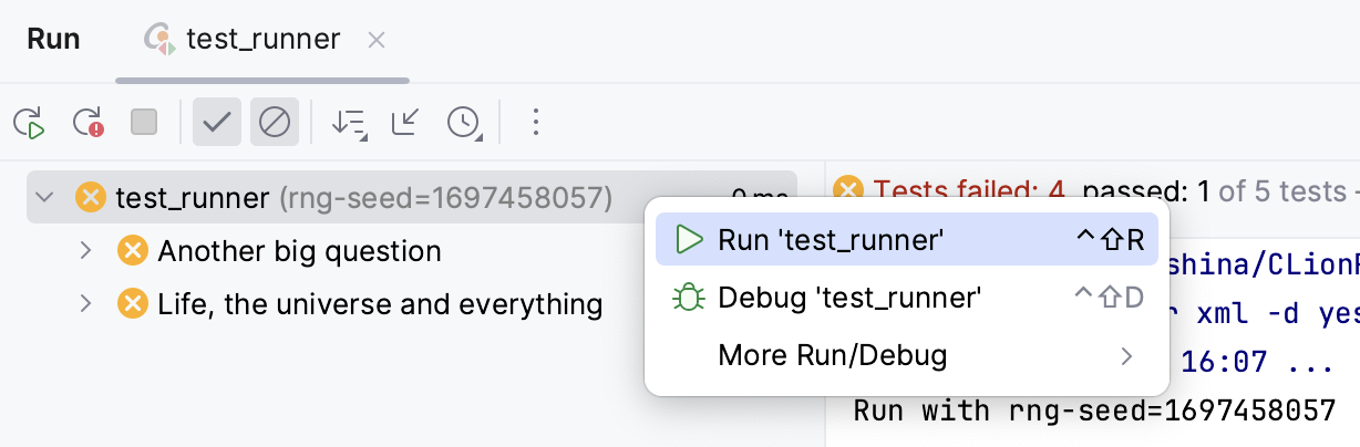 使用固定种子重新运行测试