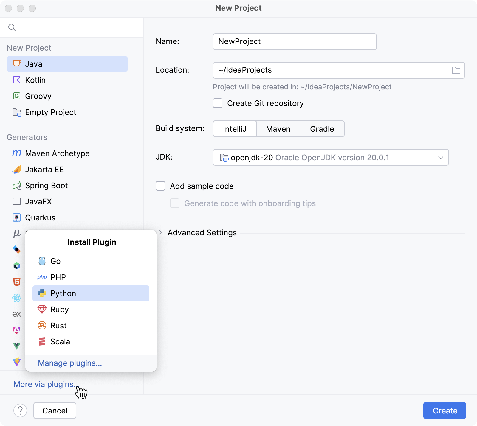 Creating a new project Creating a new project