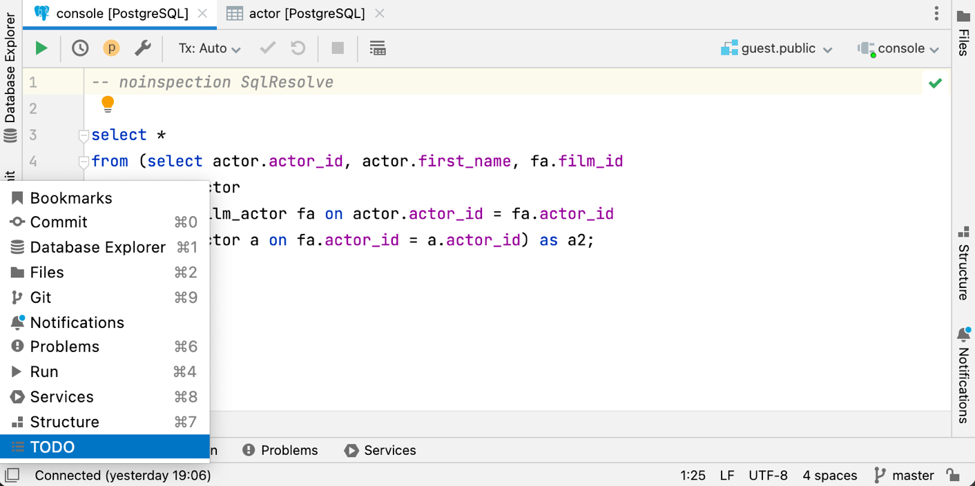 快速访问工具窗口