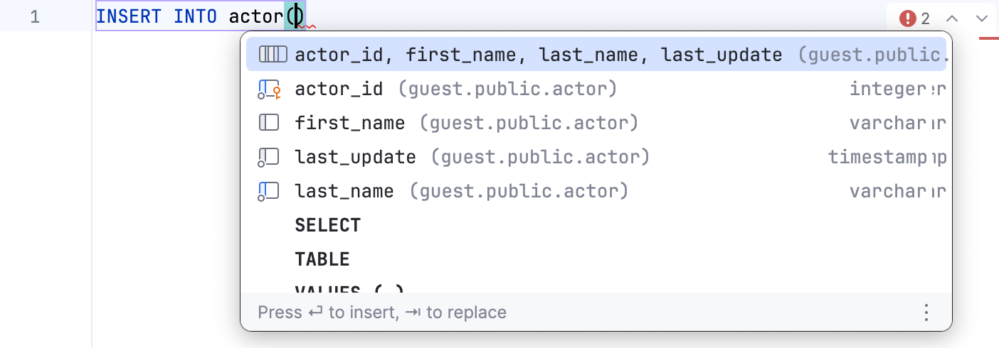INSERT 语句补全示例
