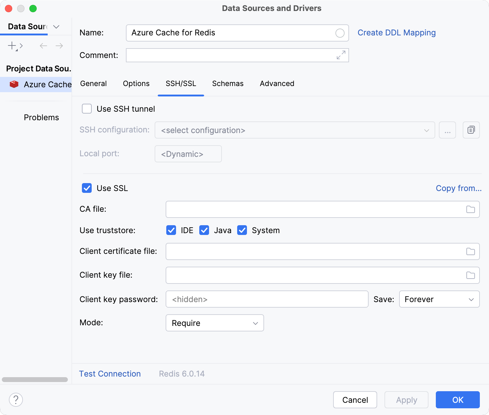 Database connection details