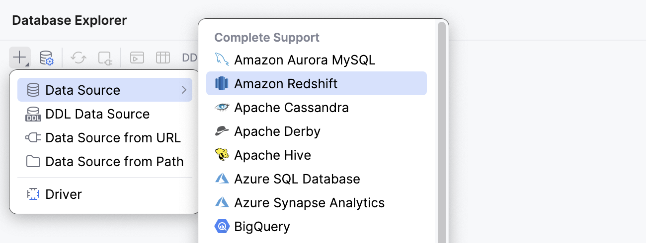 选择 Amazon Redshift 数据源
