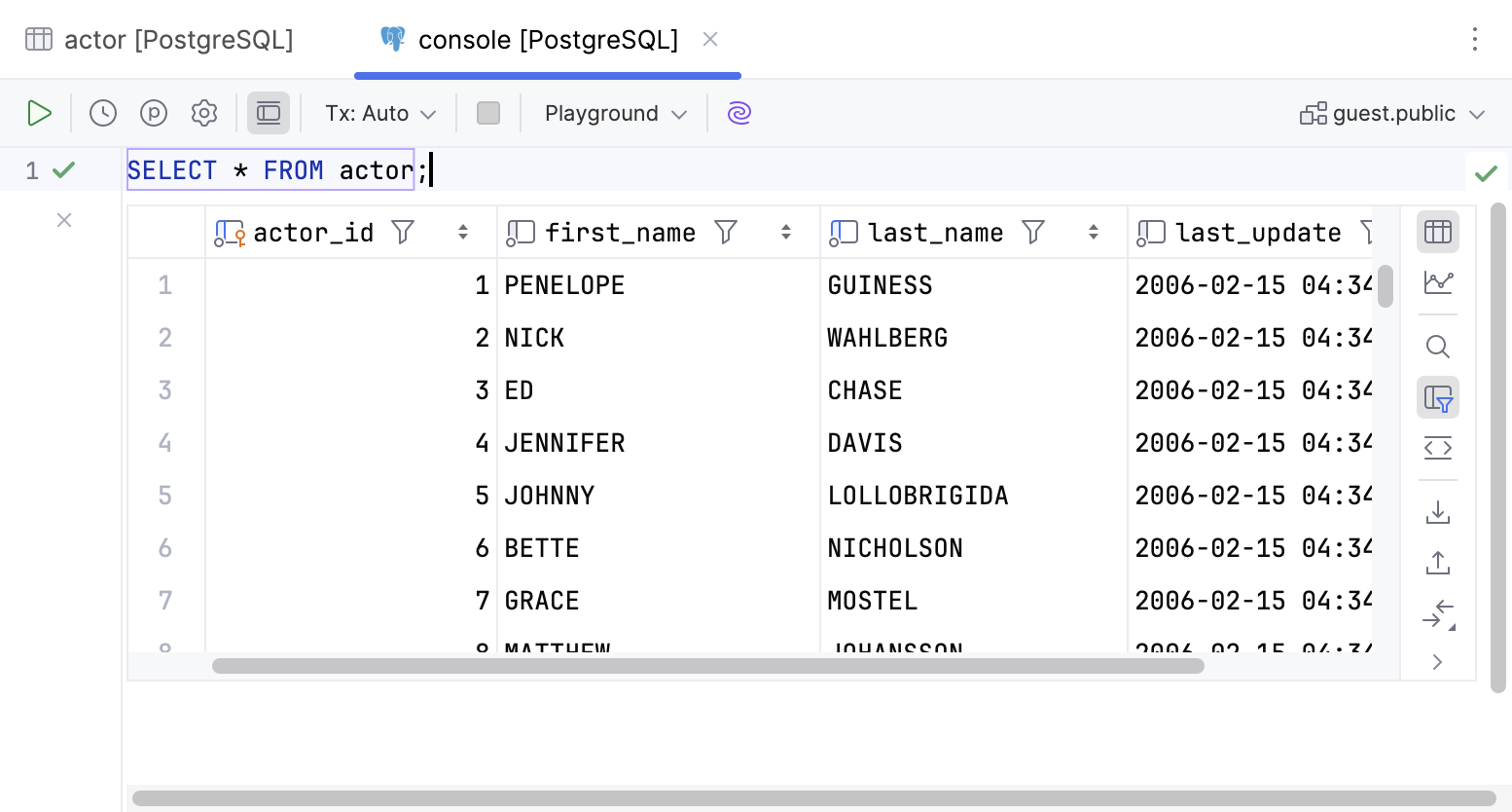 在编辑器结果中的数据编辑器