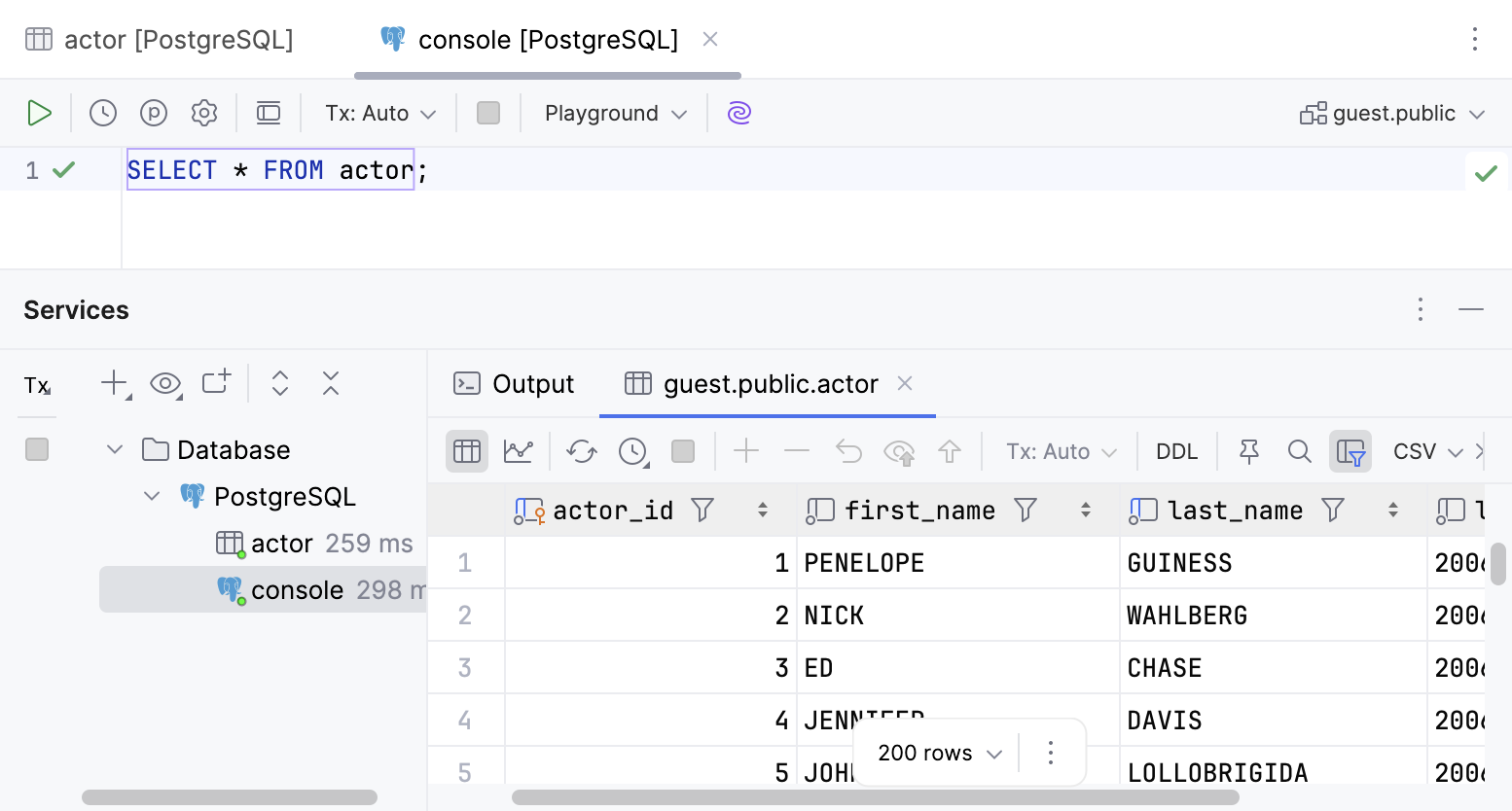 结果标签中的数据编辑器