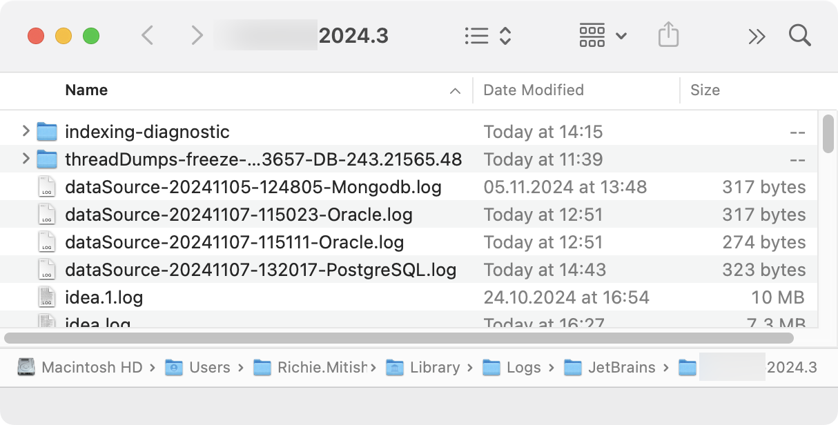 操作系统文件浏览器中的日志文件