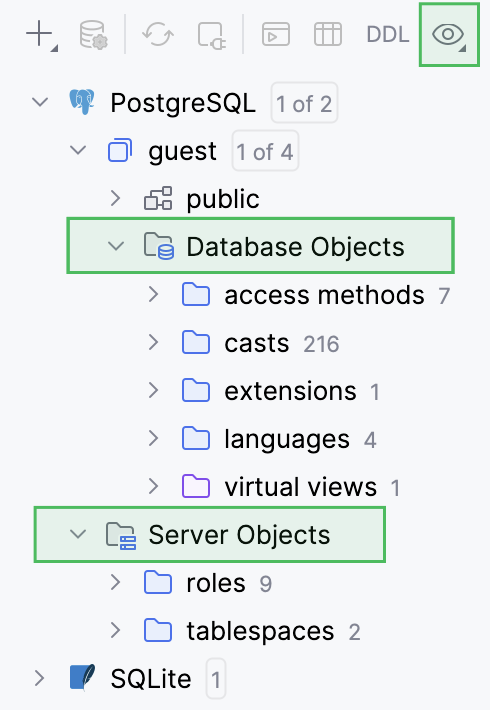 Grouping of non-major objects is enabled