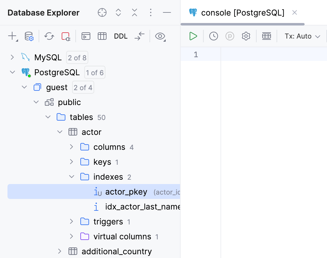 数据库资源管理器中的索引 数据库资源管理器中的索引