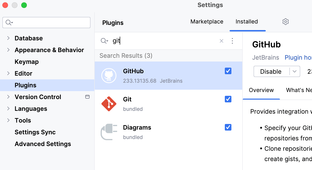 启用 JetBrains 的 VCS 插件 启用 JetBrains 的 VCS 插件