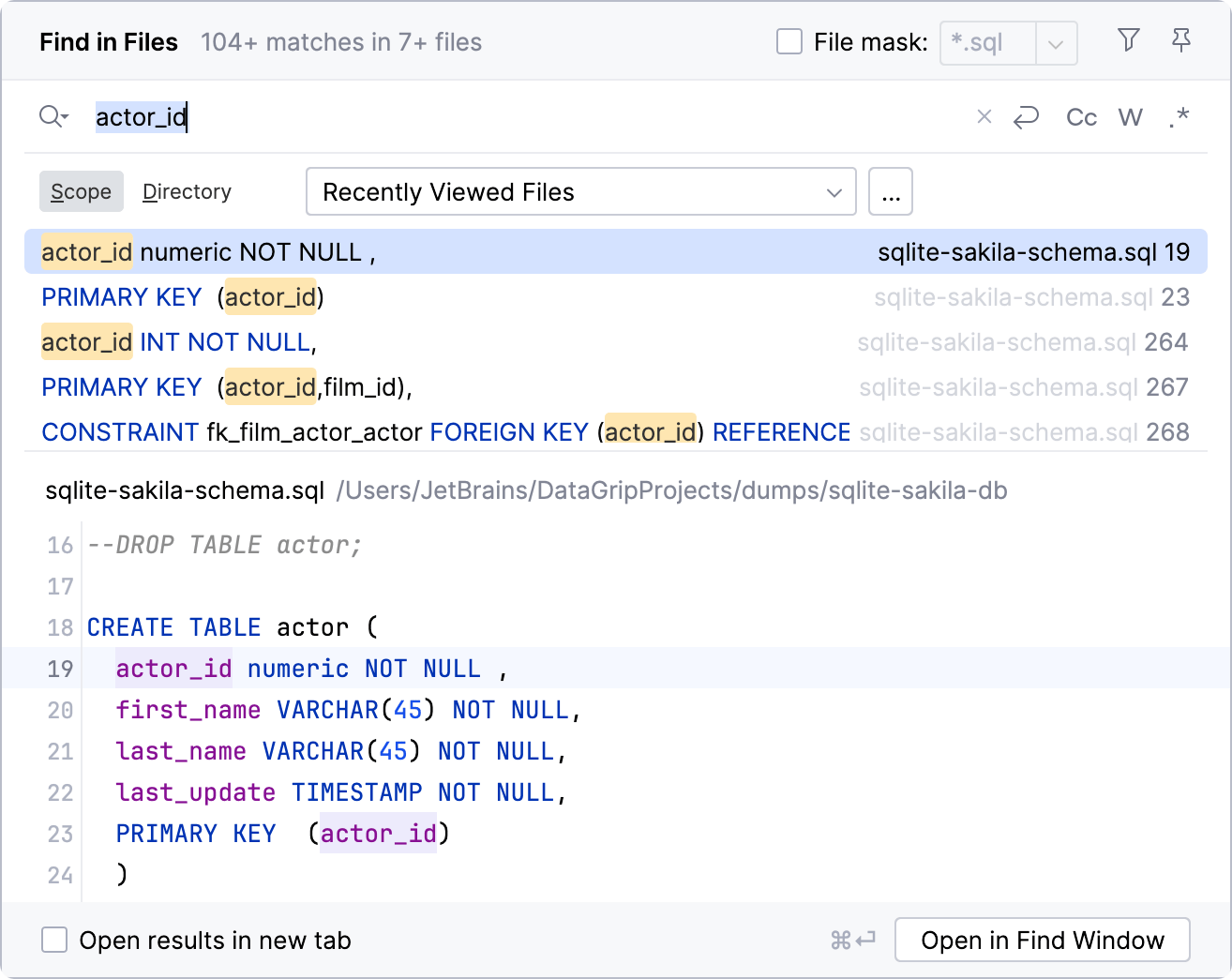 “在文件中查找”对话框