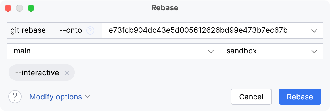 选择要变基的分支