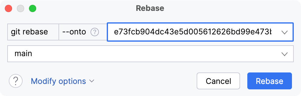 使用 --onto 指定提交哈希
