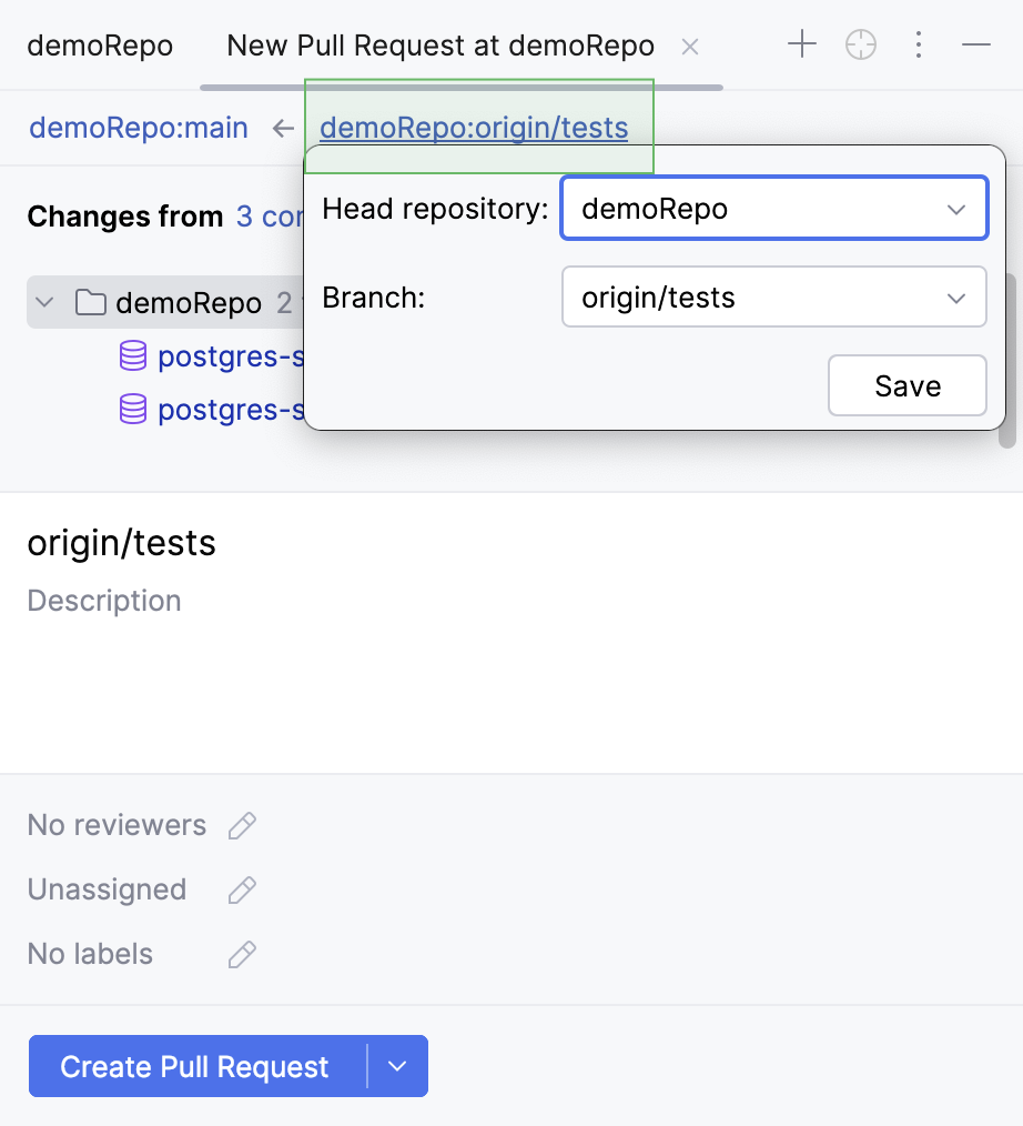 代码库选项弹出窗口