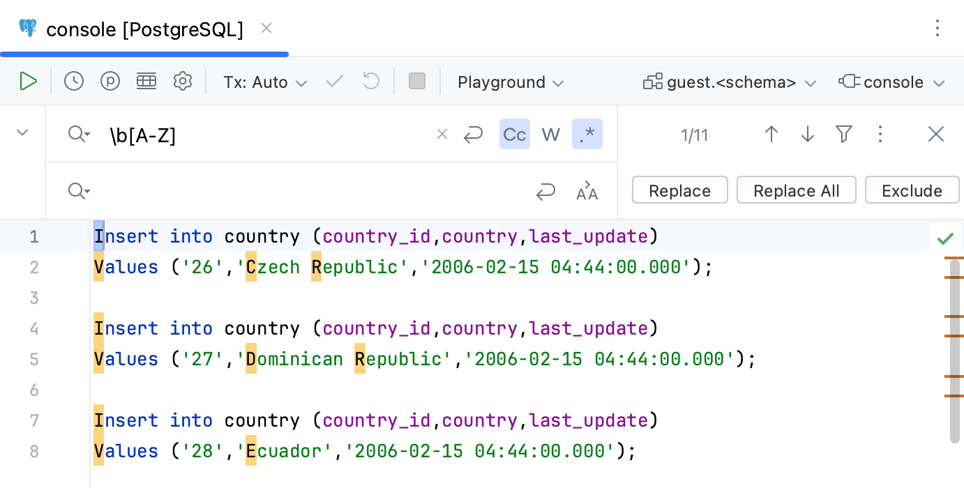 匹配大小写选择的结果