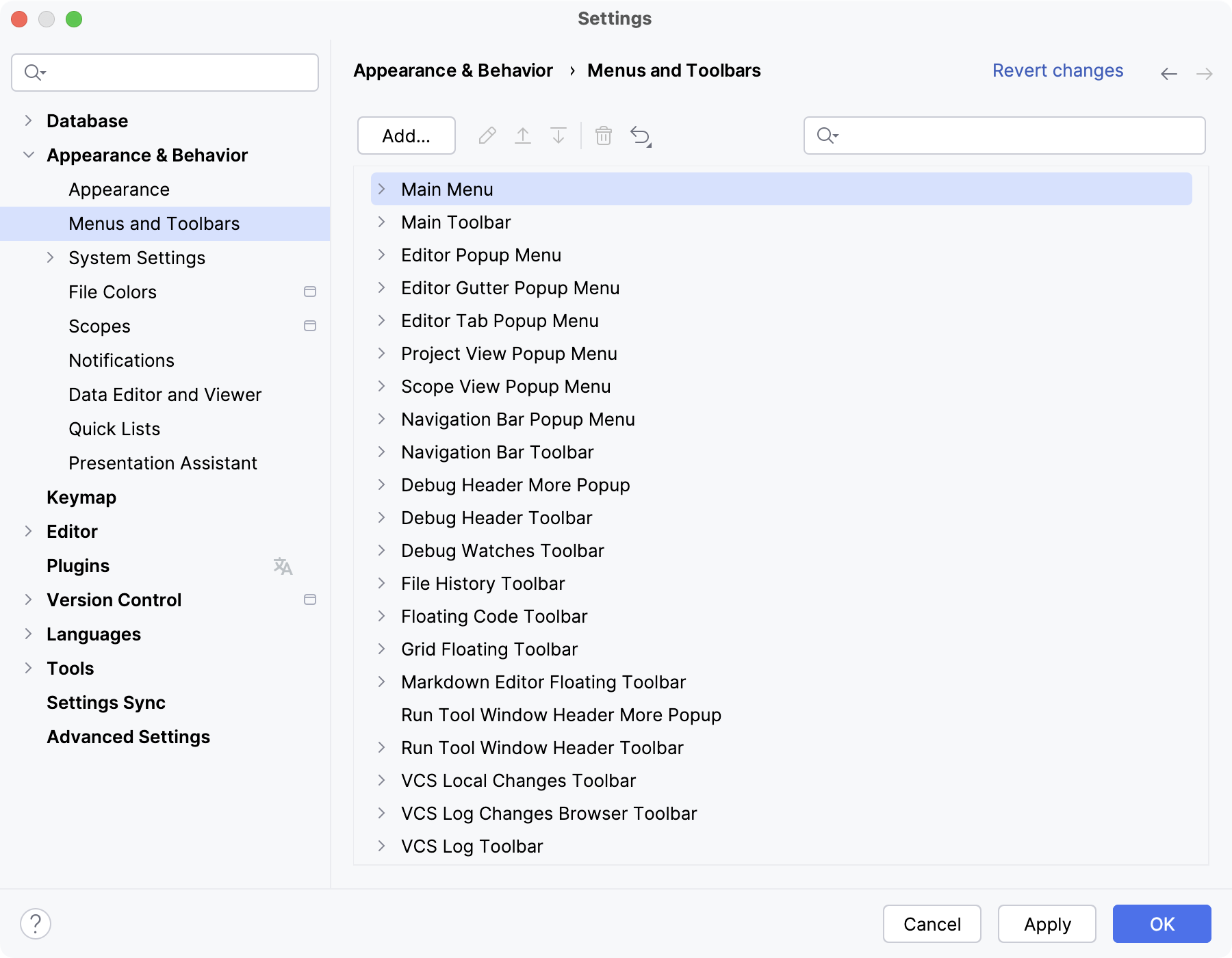 菜单和工具栏设置页面 菜单和工具栏设置页面