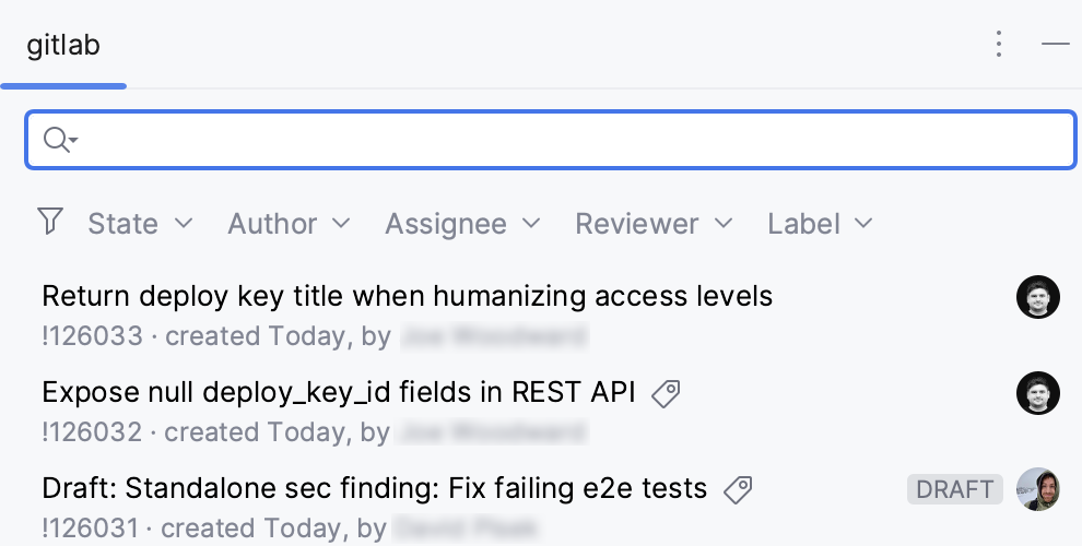合并请求筛选器