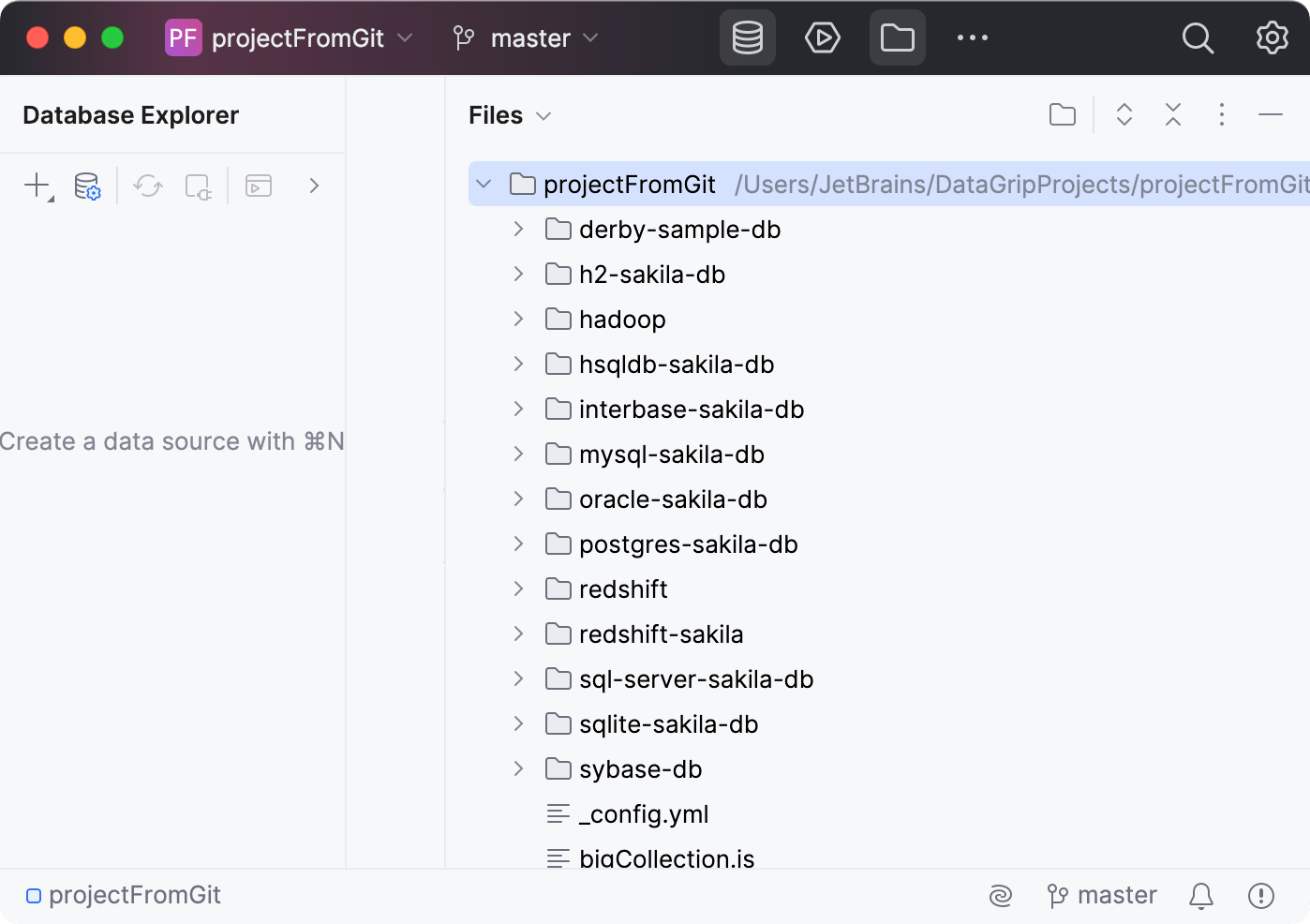 根目录中包含已关闭文件的新项目