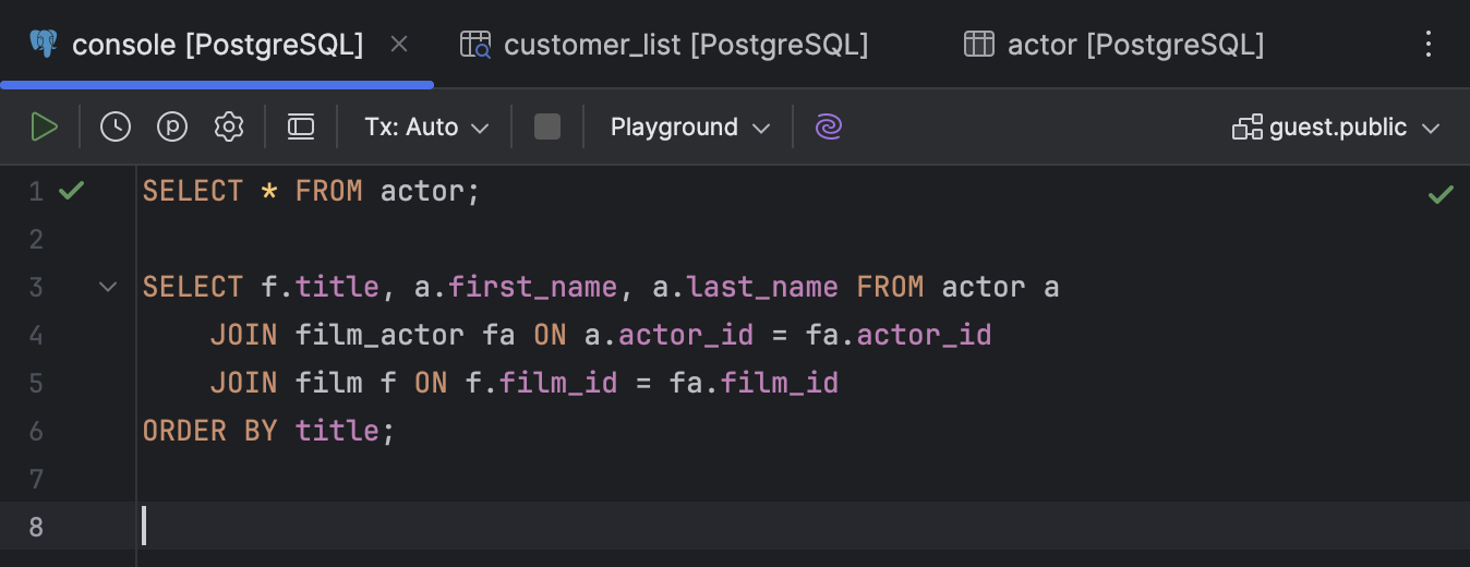 Query consoles | DataGrip Documentation