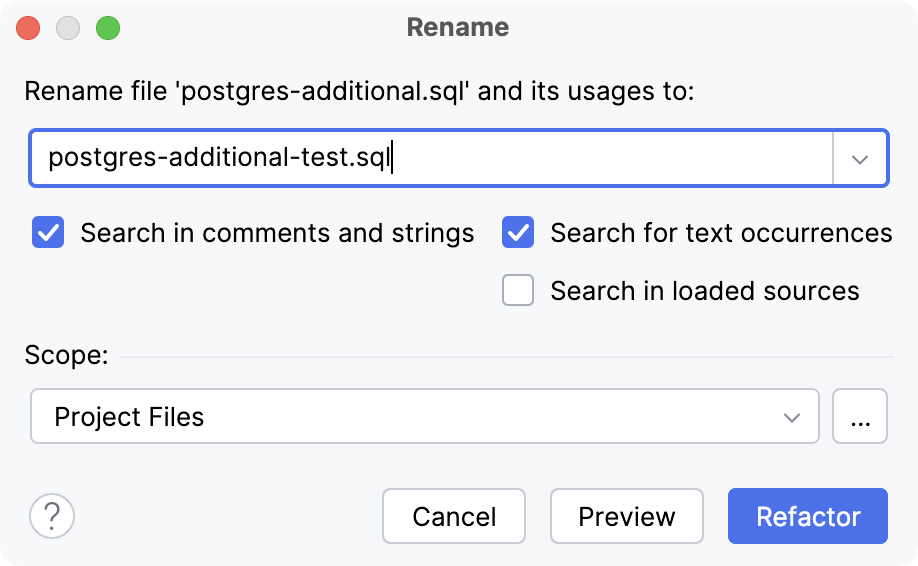 重命名对话框用于目录