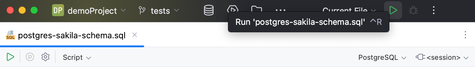 从工具栏运行单个文件 从工具栏运行单个文件