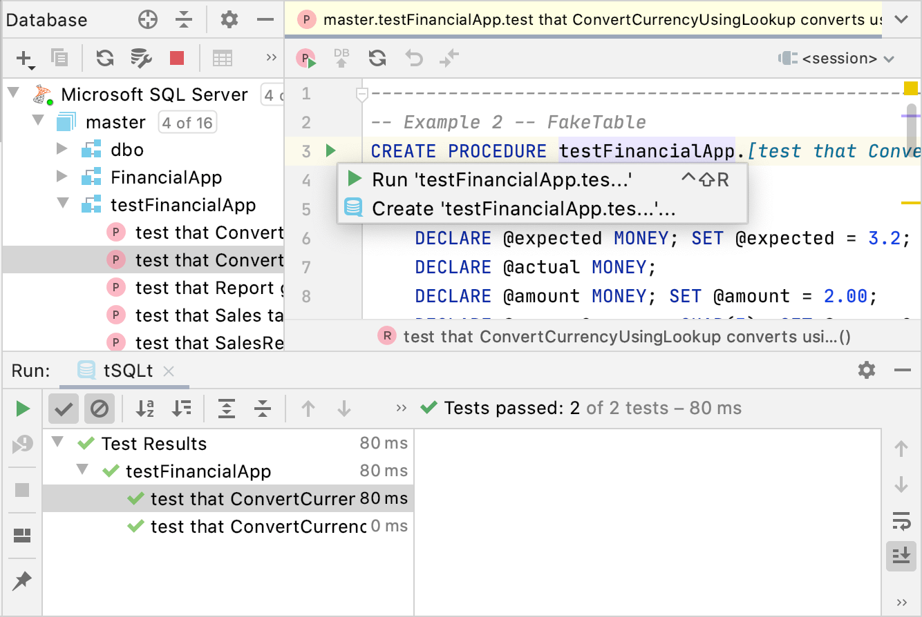 从编辑器运行测试
