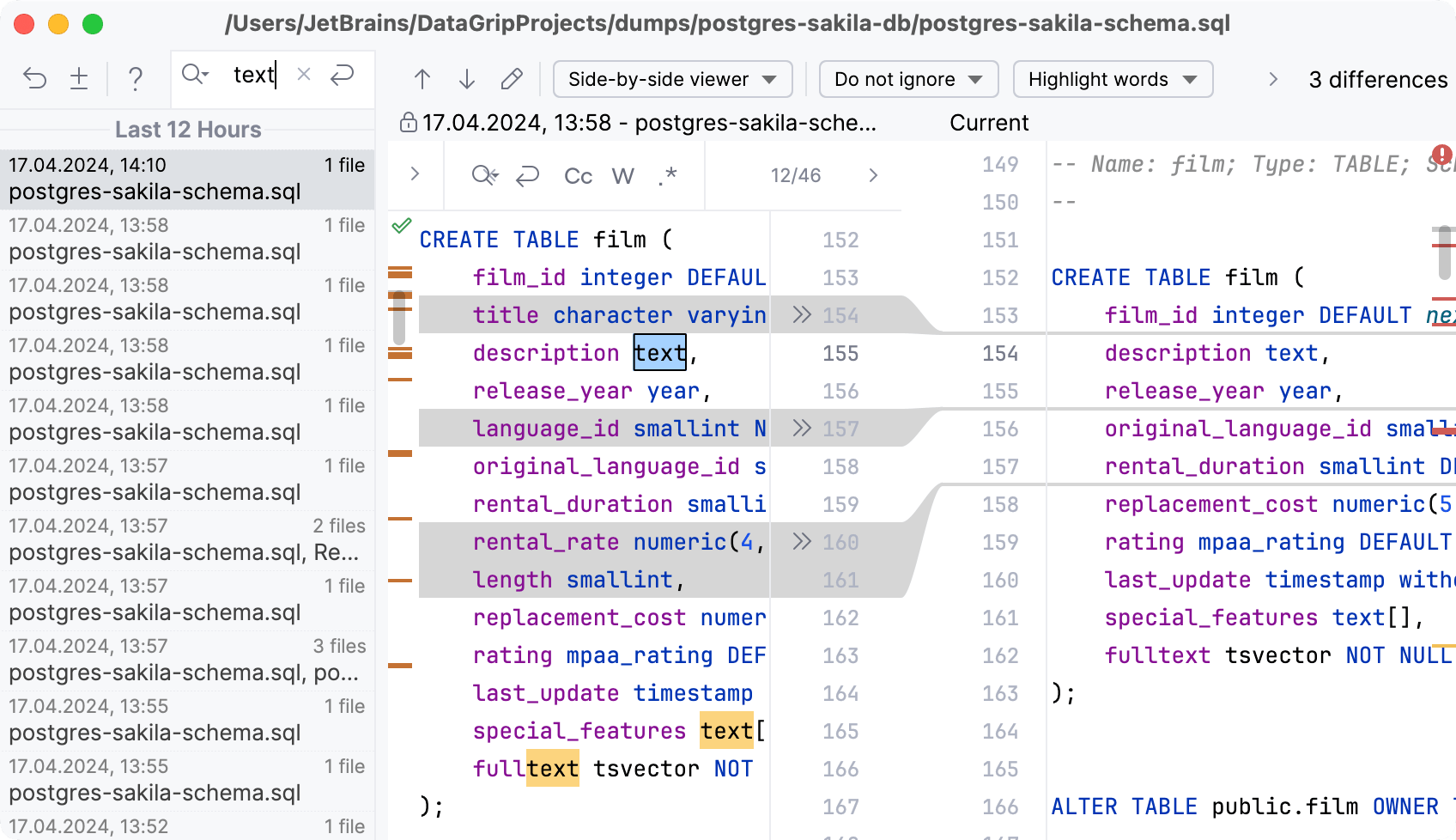 Local History | DataGrip Documentation
