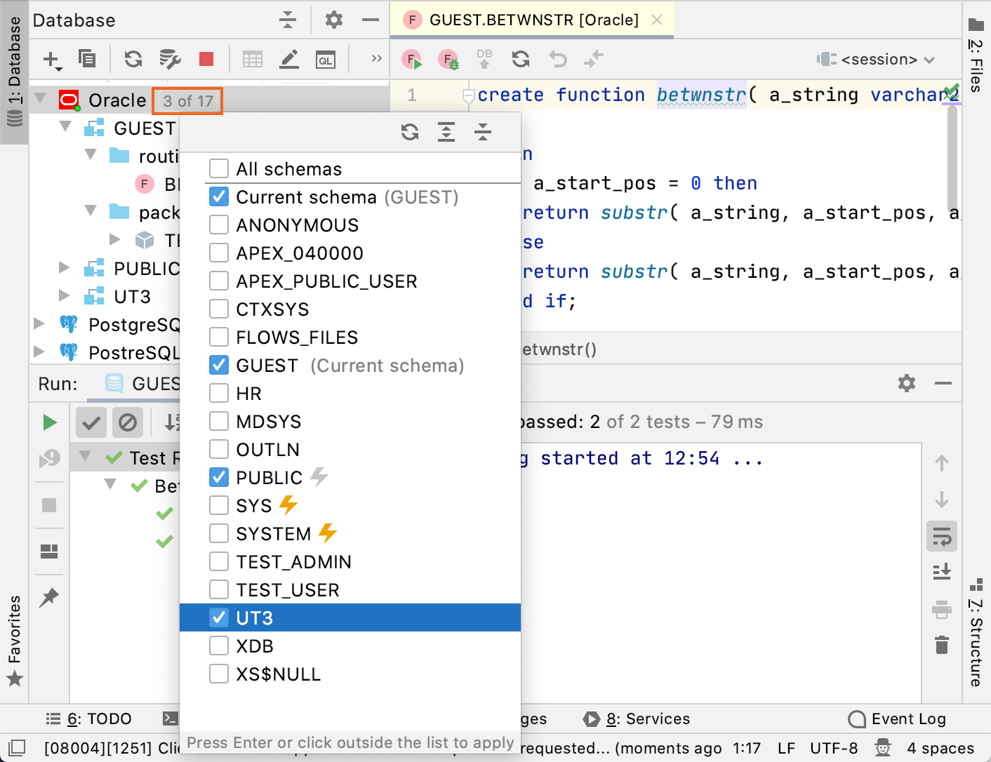 启用 utPLSQL 架构