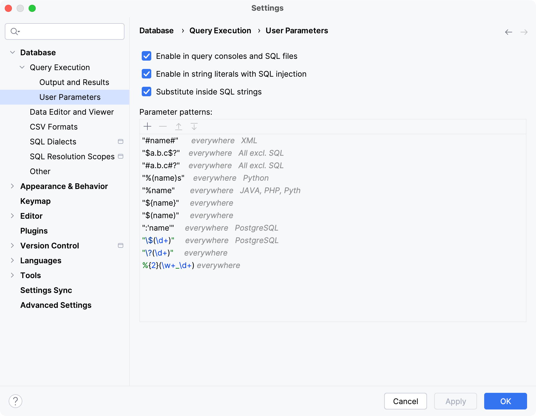 用户参数设置对话框 用户参数设置对话框