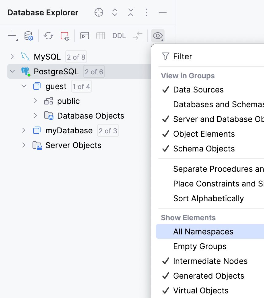 已禁用“Show All Namespaces”
