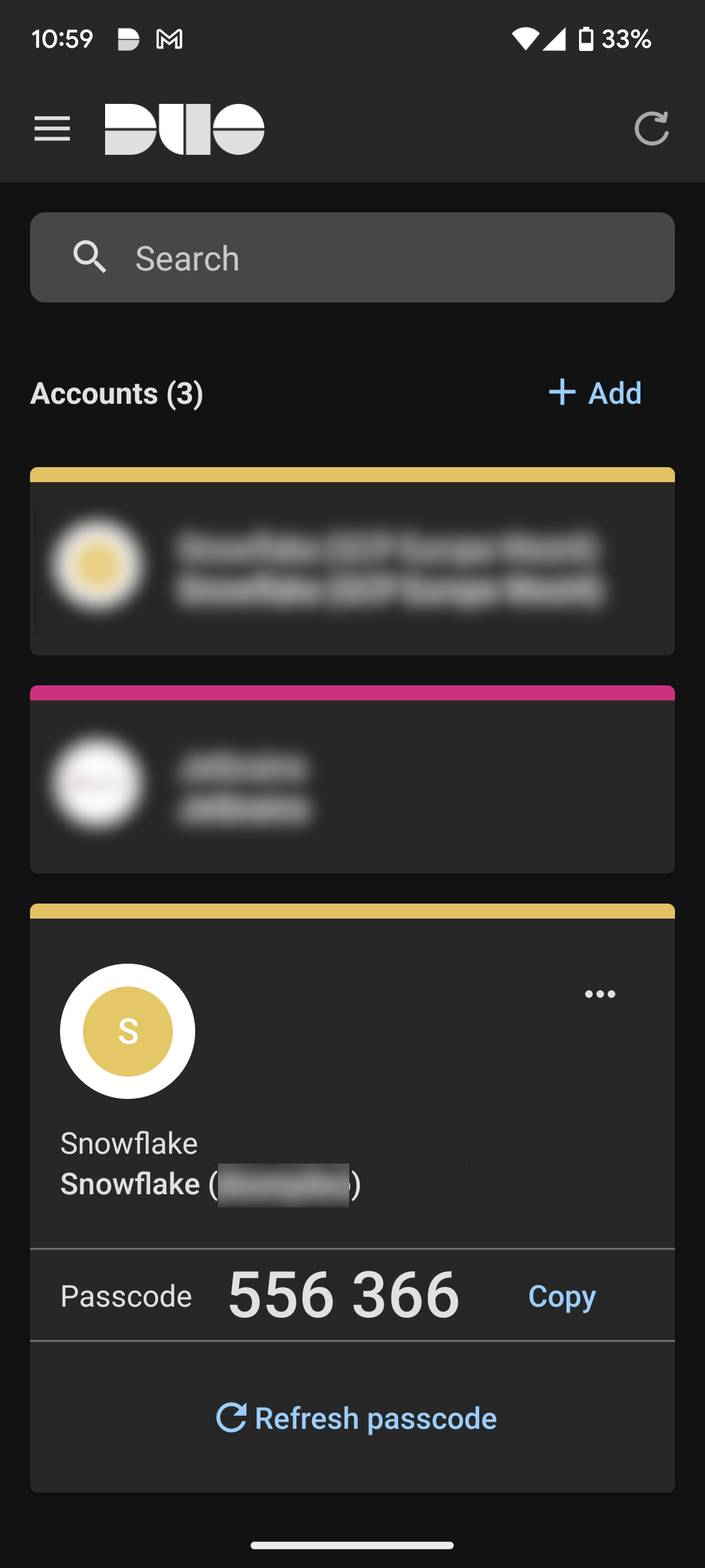 Duo Mobile 应用中的验证码