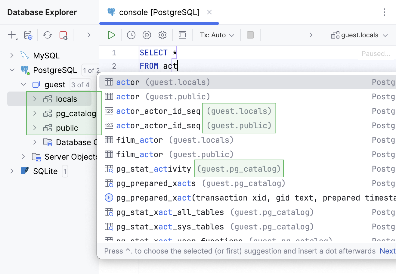 建议来自所有模式的对象