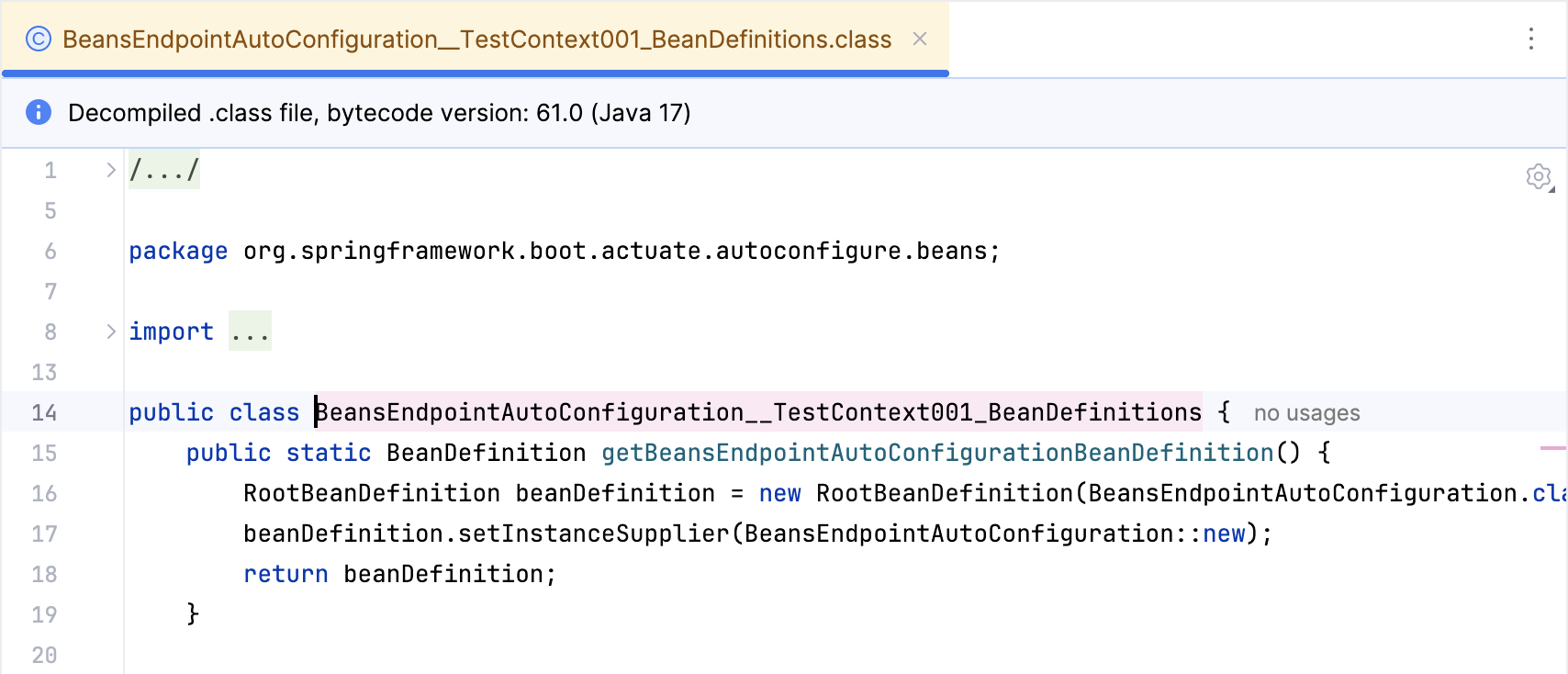 A compiled file in the editor that IDE has decompiled A compiled file in the editor that IDE has decompiled