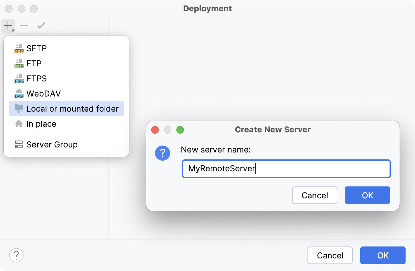 Add server dialog Add server dialog