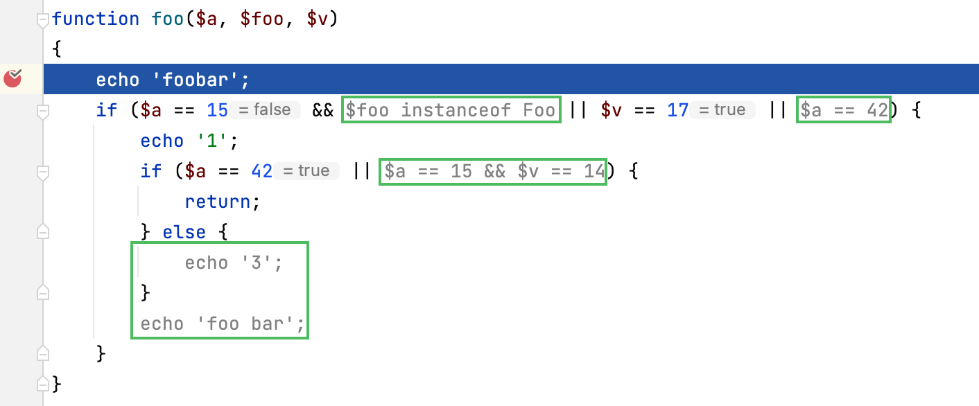 不可达的代码块会变灰