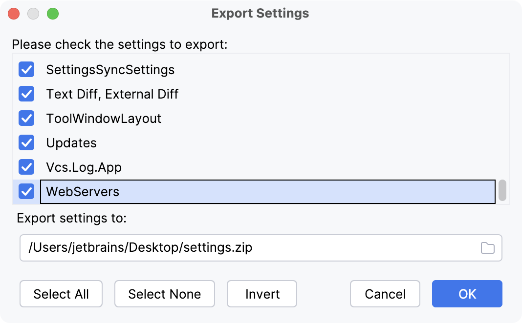 Export the server deployment settings Export the server deployment settings
