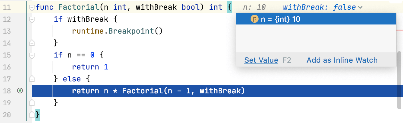 Inline hint menu Inline hint menu