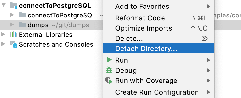 Detach a directory with SQL files Detach a directory with SQL files
