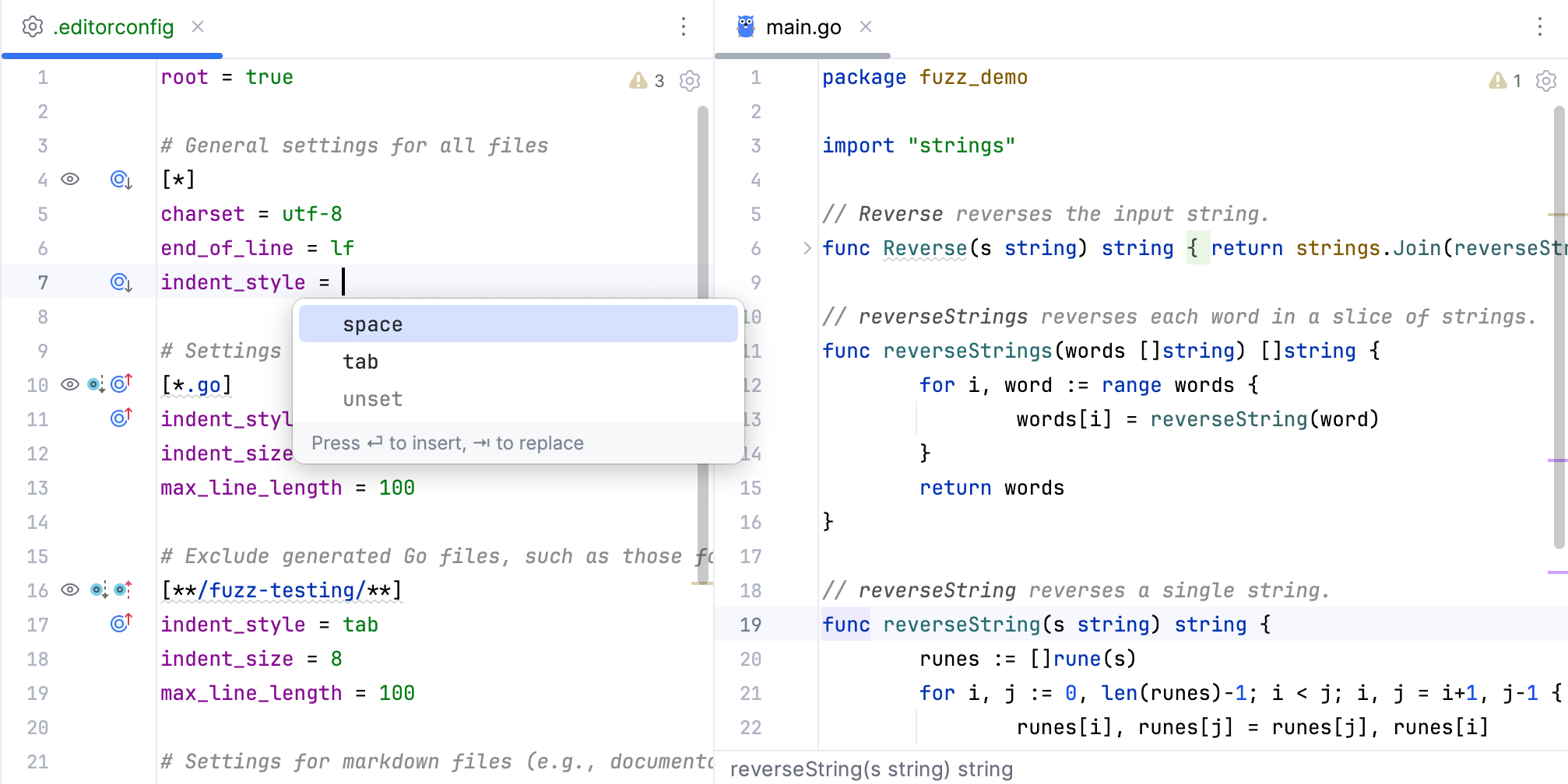 editorconfig preview editorconfig preview