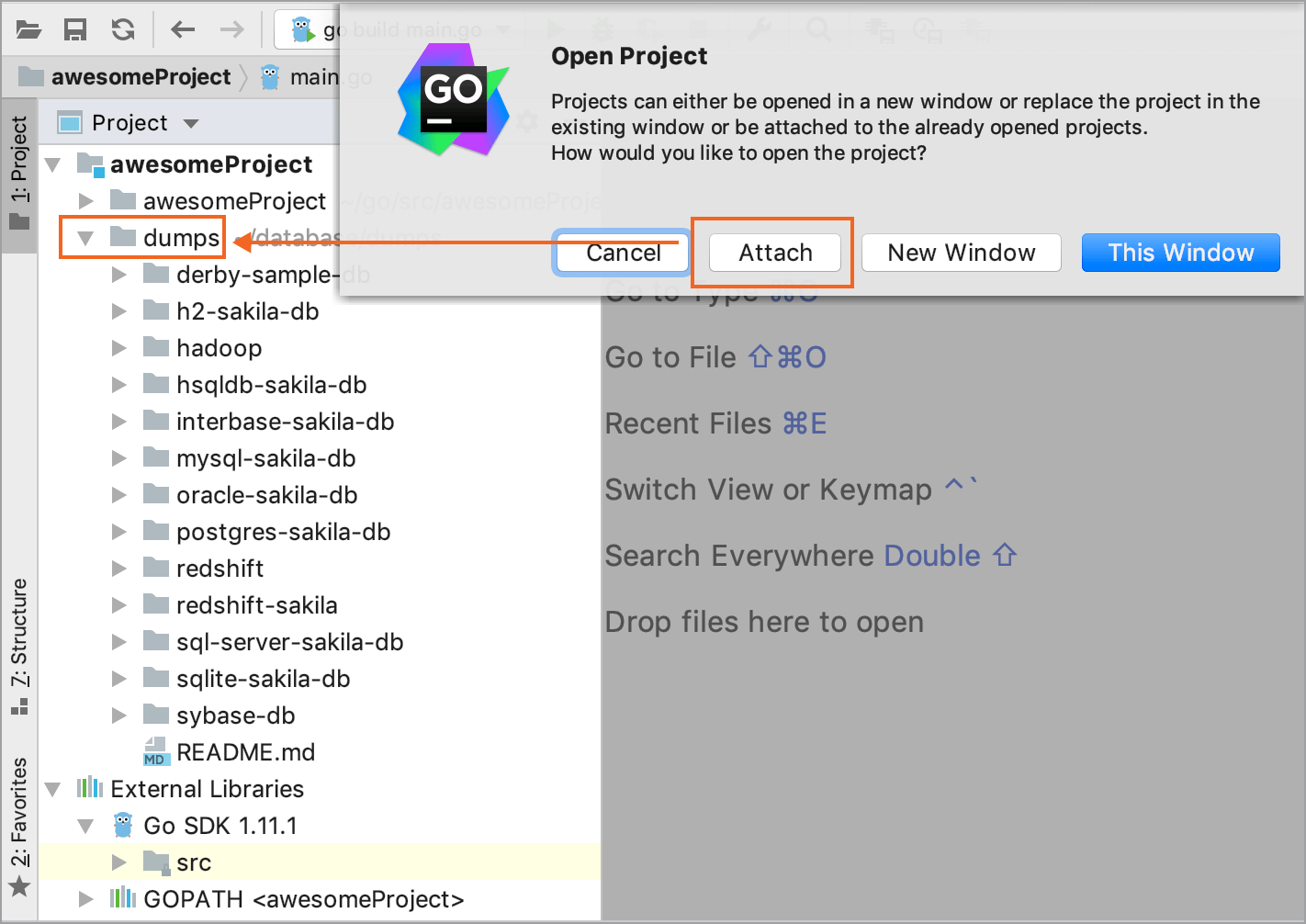 Attach a directory to the project Attach a directory to the project