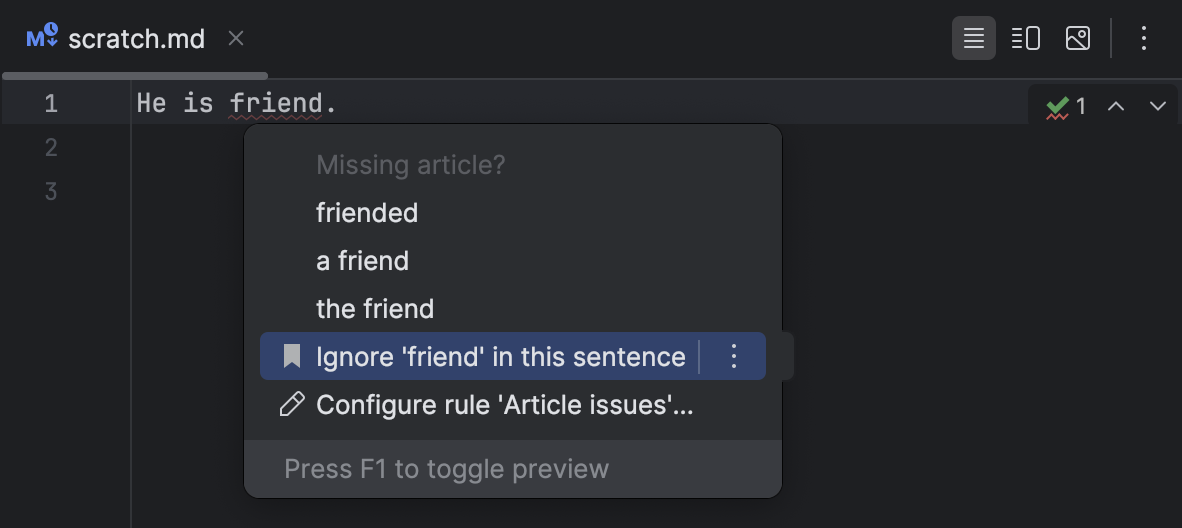 用于添加例外的意图操作