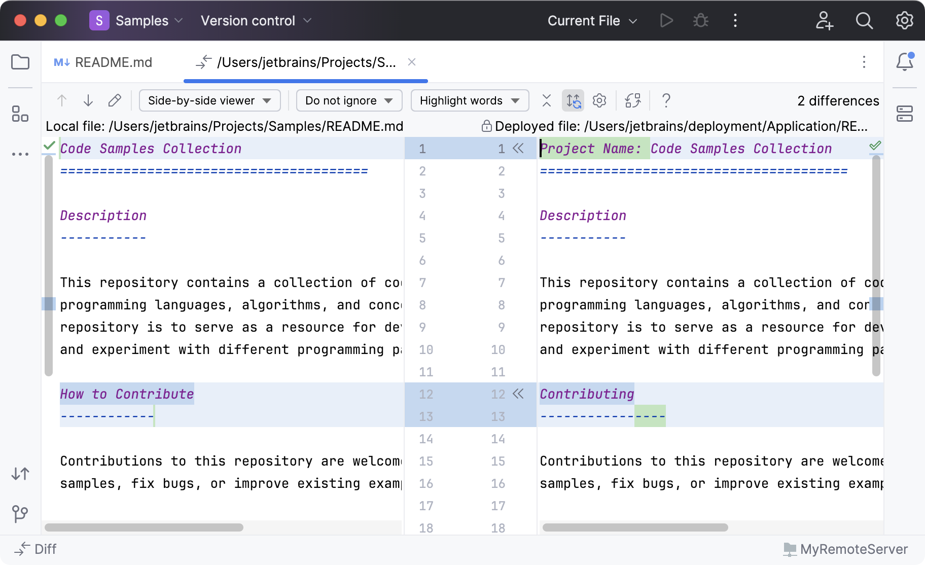Diff viewer Diff viewer