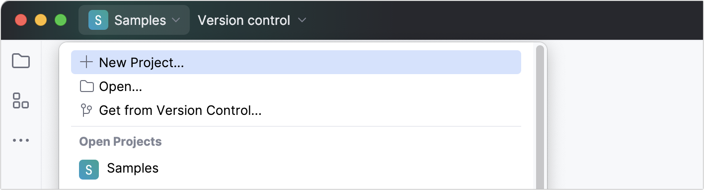 Create a new project using the Project widget Create a new project using the Project widget