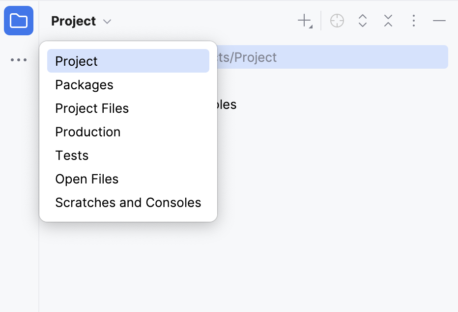 IntelliJ IDEA: choosing a view in the Project tool window
