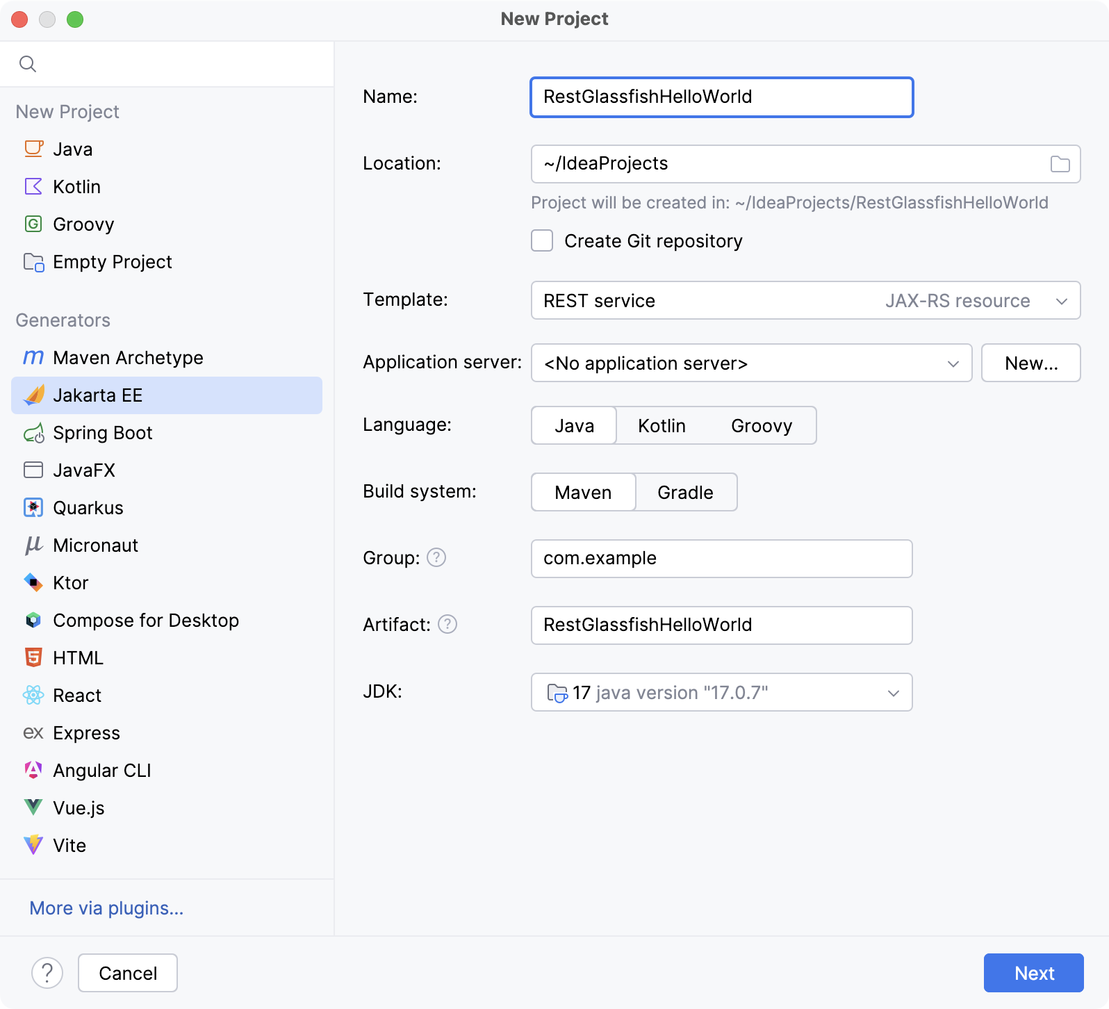 New Java Enterprise project wizard New Java Enterprise project wizard